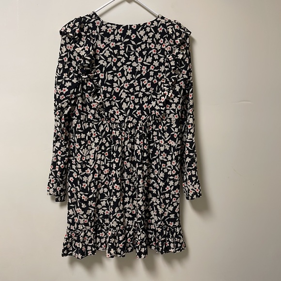 Zara Black and white floral ruffle mini dress. - Picture 9 of 9